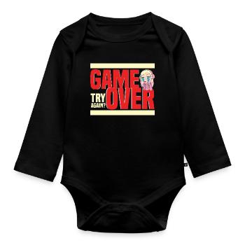 Game Over Retro Humor Noch Mal? - Baby Bio-Langarm-Body - Schwarz - Vorne