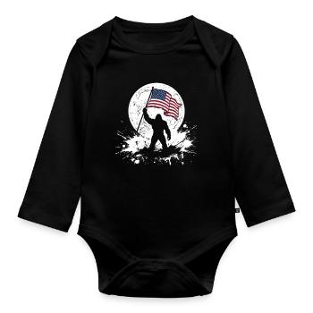 Bigfoot Lune Bigfoot patriotique drôle pour le 4e anniversaire - Body Bébé bio manches longues - noir - Devant