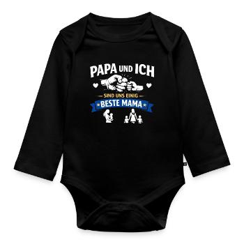 Daddy I Best Mom - Organic Longsleeve Baby Bodysuit - black - Front
