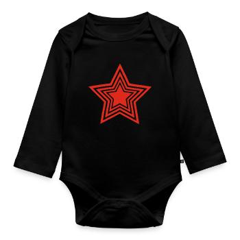 Infinite Red Star - Organic Longsleeve Baby Bodysuit - black - Front
