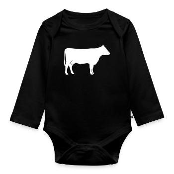 Cow Silhouette Farm Clean Vector - Organic Longsleeve Baby Bodysuit - black - Front