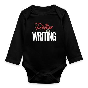 Je préférerais écrire une citation d’auteur drôle - Body Bébé bio manches longues - noir - Devant