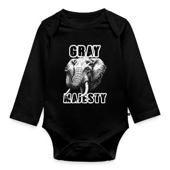 Éléphant Gray Majesty Puissance - Body Bébé bio manches longues - noir - Devant