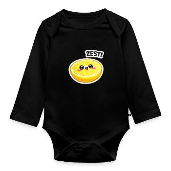 Zitrus Zest Sticker - Baby Bio-Langarm-Body - Schwarz - Vorne