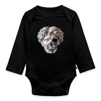 Classic meets steel skull - Organic Longsleeve Baby Bodysuit - black - Front