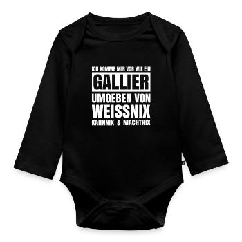 Ich komme mir vor wie ein Gallier - Baby Bio-Langarm-Body - Schwarz - Vorne