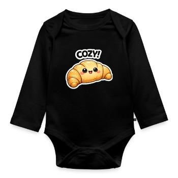 Croissant douillet Kawaii - Body Bébé bio manches longues - noir - Devant