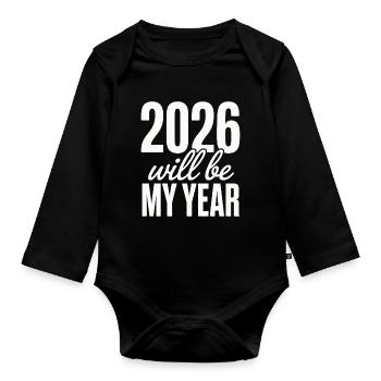 2026 sera mon année Motivation pour la nouvelle année - Body Bébé bio manches longues - noir - Devant