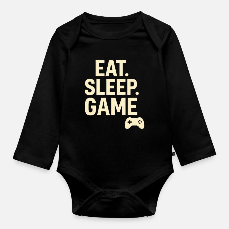 Eat Sleep Game Controller - Baby Bio-Langarm-Body - Schwarz