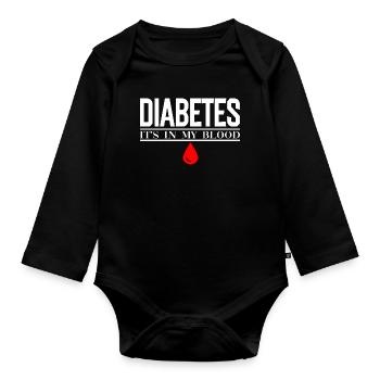 Diabetes Bloodline Drop Graphic - Organic Longsleeve Baby Bodysuit - black - Front