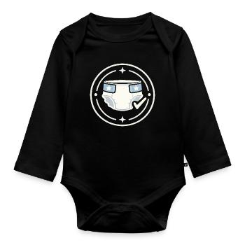 Diaper Duty Badge Shirt - Baby Bio-Langarm-Body - Schwarz - Vorne
