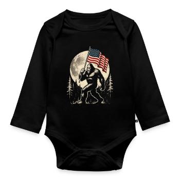 Bigfoot Lune Bigfoot patriotique drôle pour le 4e anniversaire - Body Bébé bio manches longues - noir - Devant