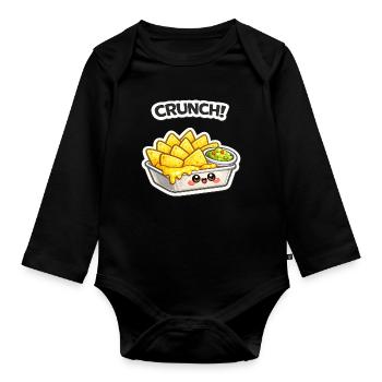 Käse-Nachos Kawaii Cartoon - Baby Bio-Langarm-Body - Schwarz - Vorne