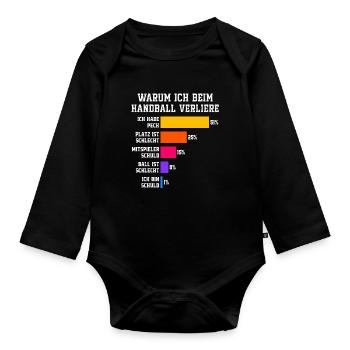 Why I lose at handball Handball - Organic Longsleeve Baby Bodysuit - black - Front