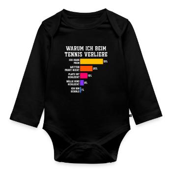 Pourquoi je perds au tennis Tennis - Body Bébé bio manches longues - noir - Devant