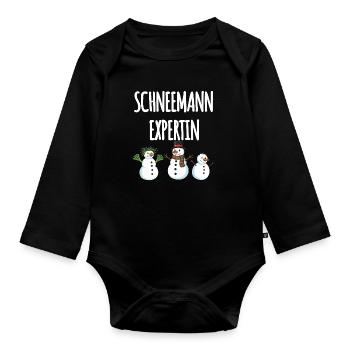 Schneemann Expertin - Baby Bio-Langarm-Body - Schwarz - Vorne