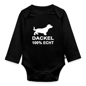 Dachshund - Organic Longsleeve Baby Bodysuit - black - Front