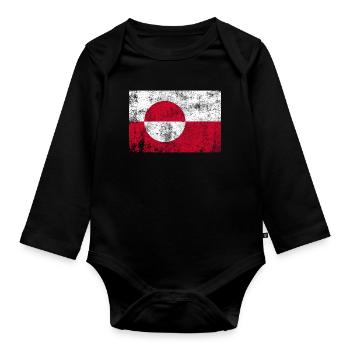 Groenland / Drapeau du Groenland Grunge Rétro Vintage - Body Bébé bio manches longues - noir - Devant