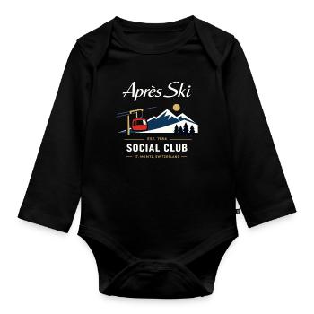 Après Ski Vintage Rétro Cadeau des années 90 - Body Bébé bio manches longues - noir - Devant
