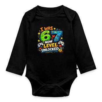 J’avais 6 ans maintenant niveau 7 débloqué 7e anniversaire Joueur 67 - Body Bébé bio manches longues - noir - Devant