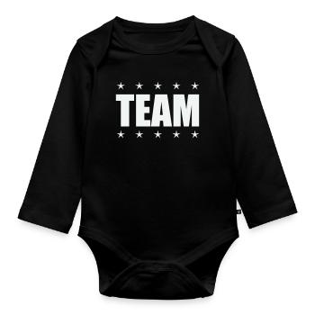 Team mit Sternen - Baby Bio-Langarm-Body - Schwarz - Vorne