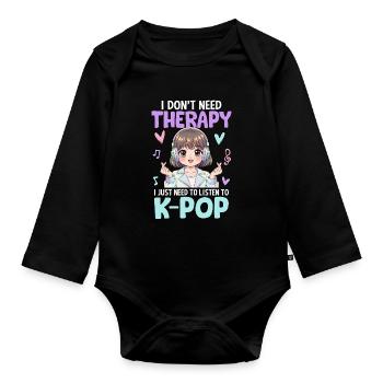 Je n’ai pas besoin de thérapie, j’ai juste besoin d’écouter la pop - Body Bébé bio manches longues - noir - Devant