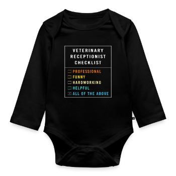 Veterinarian, Receptionist, Veterinarian, Secretary - Organic Longsleeve Baby Bodysuit - black - Front