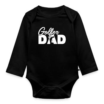 Golfer-Vater, Vintage-Silhouette-Golf-Vater, Vater - Baby Bio-Langarm-Body - Schwarz - Vorne