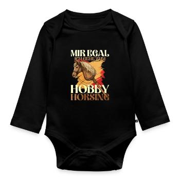 44 Je m’en fiche, je vais me consacrer au hobby du caval - Body Bébé bio manches longues - noir - Devant