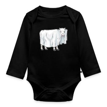Vache Halloween fantôme - Body Bébé bio manches longues - noir - Devant