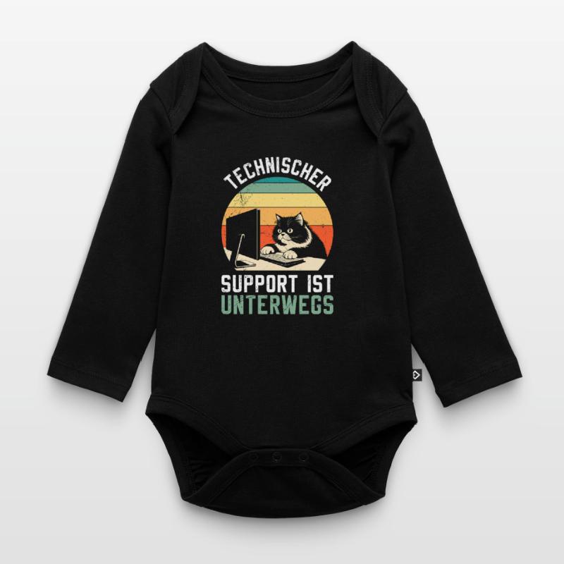 Computer TECHNICAL SUPPORT IS FUN ON THE GO Organic Longsleeve Baby Bodysuit