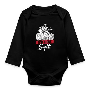 Nordsee Urlaub ICH LIEBE SYLT Lustiges - Baby Bio-Langarm-Body - Schwarz - Vorne