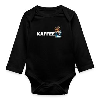 Kaffee Mascot Splash - Baby Bio-Langarm-Body - Schwarz - Vorne