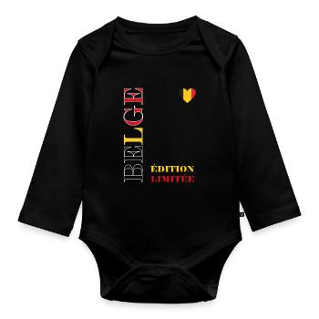 Belgium Limited Edition Graphic - Organic Longsleeve Baby Bodysuit - black - Front