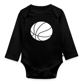 Minimal Basketball Outline Sport Design - Organic Longsleeve Baby Bodysuit - black - Front