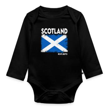 Schottland Saltire-Wappen 1873 - Baby Bio-Langarm-Body - Schwarz - Vorne
