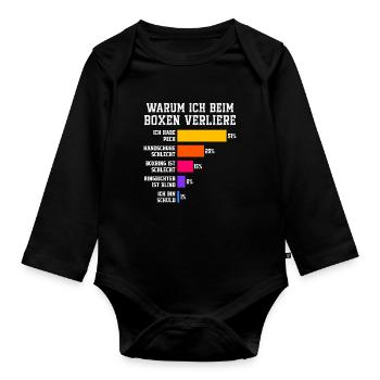 Why I lose in boxing Boxing - Organic Longsleeve Baby Bodysuit - black - Front
