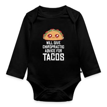 Taco Humor Chiropractic Design - Organic Longsleeve Baby Bodysuit - black - Front