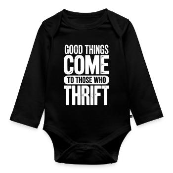 Thrift Chic Good Things - Organic Longsleeve Baby Bodysuit - black - Front