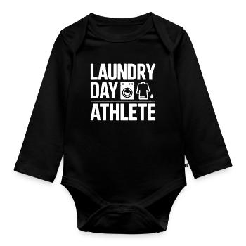 Laundry Day Athlete Wäsche Humor - Organic Longsleeve Baby Bodysuit - black - Front