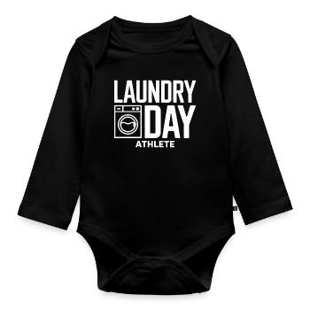 Laundry Day Athlete Wäsche Humor - Organic Longsleeve Baby Bodysuit - black - Front