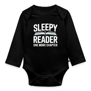 Sleepy Reader One More Chapter Lesen - Baby Bio-Langarm-Body - Schwarz - Vorne