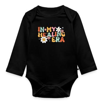 In My Healing Era - Organic Longsleeve Baby Bodysuit - black - Front