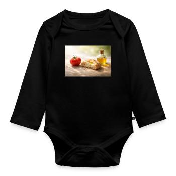Tomato. Bread. Oil. - Organic Longsleeve Baby Bodysuit - black - Front