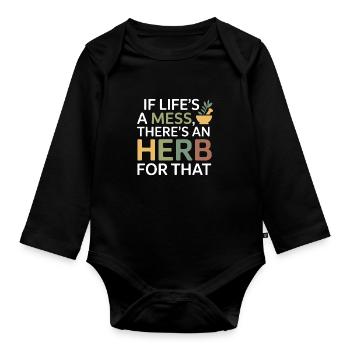 Zertifizierte klinische botanische Spezialistenbekleidung - Baby Bio-Langarm-Body - Schwarz - Vorne