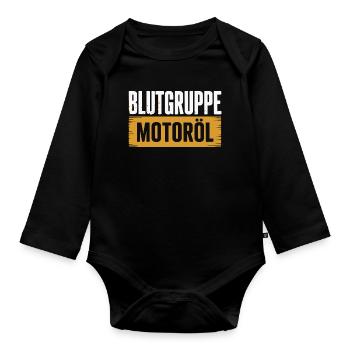 Blood Type Engine Oil Screwdriver Design - Organic Longsleeve Baby Bodysuit - black - Front