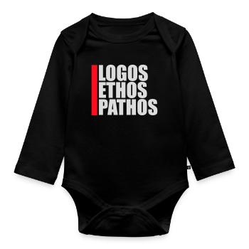 Logos Ethos Pathos Rhetoric Philosophy Student - Organic Longsleeve Baby Bodysuit - black - Front