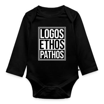 Logos Ethos Pathos Rhetoric Philosophy Student - Organic Longsleeve Baby Bodysuit - black - Front