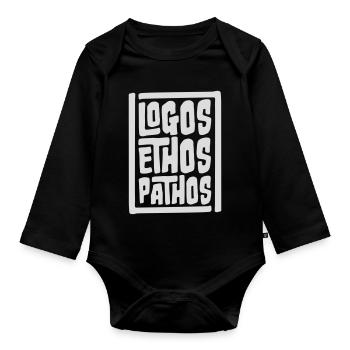 Logos Ethos Pathos Rhetoric Philosophy Student - Organic Longsleeve Baby Bodysuit - black - Front