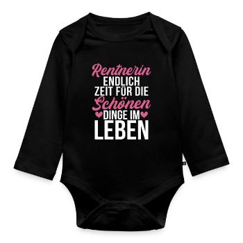 Retraité, enfin l’heure des belles choses - Body Bébé bio manches longues - noir - Devant